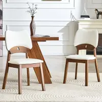 STILVORA Eetkamerstoel Set van 2 - Butterfly Rugleuning Met Gepolsterde Zitting - Voor Eetkamer En Keuken - Rubberhout - Wit