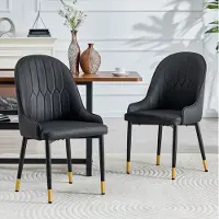 STILVORA 2-delige Zwarte Eetkamerstoelen Met Armleuningen En Gewatteerde Zitting, Waterafstotend En Slijtvast, Voor Keuken En Horeca, Metaal, Zwart