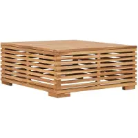vidaXL Tuintafel en voetensteun met crèmekleurig kussen teakhout