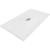 Mexen Hugo rechthoekige douchebak SMC 160 x 100 , wit, afdekplaat inox - 42101016-X
