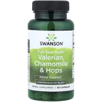 Swanson Health , Volledig Spectrum Valeriaan, Kamille & Hoppen, 60 Capsules