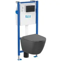 Roca Nest Inbouwtoilet Set Met Randloze Toiletpot - Zwart Mat