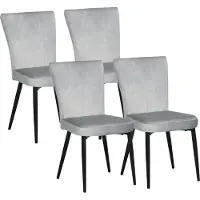 HOMCOM Set van 4 eetkamerstoelen, accentstoelen voor keukens en eetkamers, stoelenset, velourslook, lichtgrijs+zwart