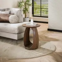 Zijlstra Bijzettafel Flow Solid - rond Ø45 cm - Acacia Glaze Bruin