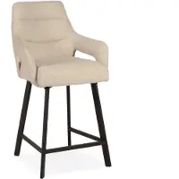 Bommel Wonen Barstoel Kendra - zithoogte 65 cm - stof Rhythm Naturel - armleuning - pocketvering - poot zwart