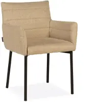 Bommel Wonen Armstoel Marea - stof Kamenta Zand - horizontale stiksels - poot zwart