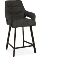 Bommel Wonen Barstoel Kendra - zithoogte 65 cm - stof Rhythm Charcoal - armleuning - pocketvering - poot zwart