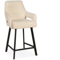 Bommel Wonen Barstoel Kendra - zithoogte 65 cm - stof Rhythm Ecru - armleuning - pocketvering - poot zwart