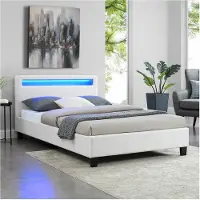 CARO-Möbel Gestoffeerd bed MIRASOL 120x200 cm met led-verlichting, kunstleer - wit