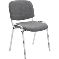 CLP Bezoekersstoel Ken, chroom, stof met stevig metalen frame en beklede rugleuning, grijs