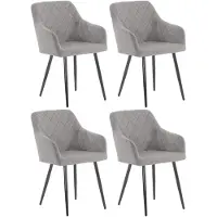 CLP Shila Set van 4 Eetkamerstoelen grijs Fluweel