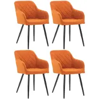 CLP Shila Set van 4 Eetkamerstoelen oranje Stof