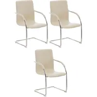 CLP Melina Set van 3 eetkamerstoelen - Kunstleer - creme