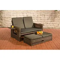 CLP Ancona - Loungebank - 5mm Poly-rotan bruin gemeleerd antraciet