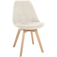 CLP Linares Eetkamerstoel - Design Keukenstoel - Scandinavisch Kuipstoel - Houten Poten Ribstof/beige