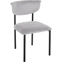 CLP Gambell Eetkamerstoel - klassiek - met rugleuning - zwart metalen poten - velvet - fluweel - Fluweel/grijs