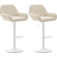 CLP Braga Set van 2 barkrukken - Kunstleer - creme wit