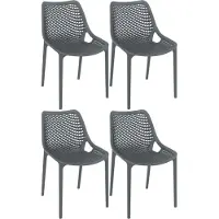 CLP Air Set van 4 Tuinstoelen - Stapelbaar - UV-lichtbestendig - Waterafstotend - Kunststof - donkergrijs