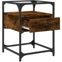 vidaXL Nachtkastje 40x40x55 cm bewerkt hout gerookt eikenkleurig