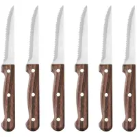 Hendi Steakmessen set - roestvast staal met kunststof handgreep - 21 cm - bruin - 6 stuks - voor het snijden van steak en vleesgerechten aan tafel