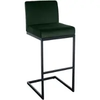 CLP Hopewell Barkruk - met rugleuning - met voetensteun - met zwart metalen frame - Fluweel - Velvet - groen