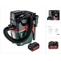 Metabo AS 18 L PC Compact accustofzuiger 18 V 6 l IPX4 stofklasse L nat en droog + 1x accu 8,0 Ah - zonder oplader