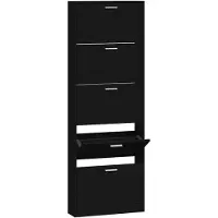 vidaXL Schoenenkast 59x17x169 cm bewerkt hout zwart