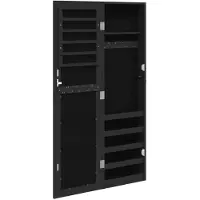 vidaXL Sieradenkast met spiegel wandgemonteerd 30x8,5x106 cm zwart