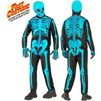 Widmann - Neonblauw skeletkostuum voor kinderen - 158 (11-13 jaar)