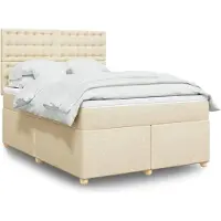 vidaXL Boxspring met matras stof crèmekleurig 140x190 cm