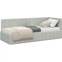 vidaXL Hoek Bed Frame met hoofdeinde Lichtgrijs 80 cm x 200 cm Fluweel