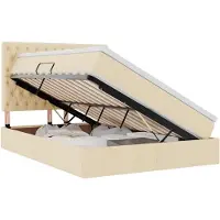 vidaXL LED opbergbed met matras Crème 140 x 190 cm Stof