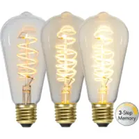 Star Trading 3 standen - Druppel-Edison lamp - E27 - 4W - Super Warm Wit <2200K - Filament - Helder