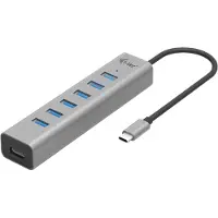 I-Tec USB-C Charging Metal HUB 7 Port C31HUBMETAL703 USB-hub 7 poorten USB-A USB 3.2 Gen1 5 GBit/s Met USB-C stekker Grijs