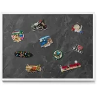 Tulup Magneetbord met Witte Frame - Grijs Magneetbord Met Decoratieve Patronen - 70 cm x 50 cm - Donkere stenen structuur - Magnetisch Wandbord - Magnetisch Bord Kindvriendelijk - Memobord Magnetisch