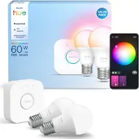 Philips Hue Essential A60 White and Color Starter Pack E27 806lm 2-pack + Bridge