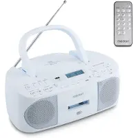 Medion DRX-1 Plus Boombox (draagbare DAB+ & FM-radio, Bluetooth, cd-speler, MP3, cassette, hoofdtelefoonaansluiting, stereo, AUX, netstroom & batterijen) roze