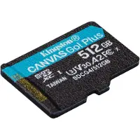 Kingston Technology 512GB microSDXC Canvas Go! Plus Gen4 200MB/s A2 U3 V30 kaart + adapter
