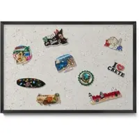 Tulup Magneetbord met Zwarte Frame - Romig Magneetbord met Ontwerpen - 60 cm x 40 cm - Licht steengoed - Magnetisch Bord Decoratief - Magneetbord Multifunctioneel - Magneetbord Voor Thuiskantoor