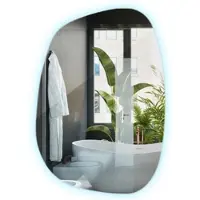 Wallfluent LED Spiegel - - 90,9 cm x 66 cm - Koel Wit 6500K - Spiegels Woonkamer - Onregelmatige Spiegel Met LED - Organische Spiegel Met LED Verlichting - Grote Spiegel - LED Verlichting