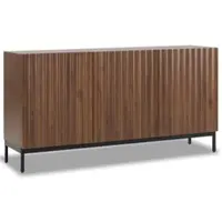 OKWISH Dressoir – Golvend 3D-Design – Met Deuren – Met Verstelbare Planken – 150x40x80 cm – Anti-Kantel – Multifunctioneel Woonkamer – MDF Donkerbruin