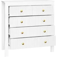 OKWISH Dressoirs 79x39.5x80 cm - Kast Met Laden En Goudkleurige Grepen - Praktisch En Stijlvol - Hout - Wit