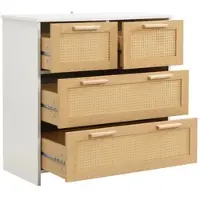OKWISH Dressoirs - Opbergkast Rattan Lades - Modern En Functioneel Design - Ideaal Voor Woonkamer Of Hal - B80xH80xT38 cm - MDF - Natuur, Wit