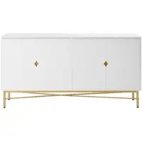 OKWISH Dressoir – 160 x 40 x 82 cm – 4 Deuren – Ruime Opbergruimte Met Softclose – Voor Woonkamer of Slaapkamer – Wit