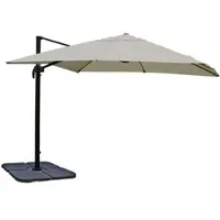 Mendler Gastronomie-scherm met pergola, model HWC-A96, 3,5 x 3,5 meter (diameter 4,95 meter), polyester/aluminium, 25 kg, kleur crème-grijs, inclusief standaard, draaibaar