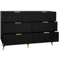 OKWISH Dressoirs 120x77x40 cm - Kast Met 6 Laden - Modern En Functioneel - Industrieel Design - Hout - Zwart