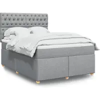 vidaXL Boxspring met matras stof lichtgrijs 140x190 cm