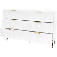 OKWISH Dressoirs 120x40x77 cm - Kast Met 6 Laden - Strak En Functioneel - Industrieel Design - Hout - Wit