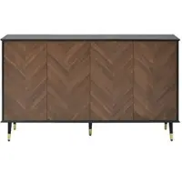 MODFU - Dressoir Met Visgraatpatroon En Verstelbare Planken - Modern - Voor Woonkamer Of Eetkamer - MDF - Zwart Bruin - 140 x 40 x 80 cm
