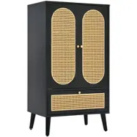 OKWISH Dressoir 60x40x110cm - Kast met 2 Deuren en 1 Schuiflade - Praktisch en Modern - Spaanplaat - Zwart